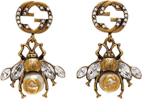 gucci bee earrings dupe|gucci logo drop earrings.